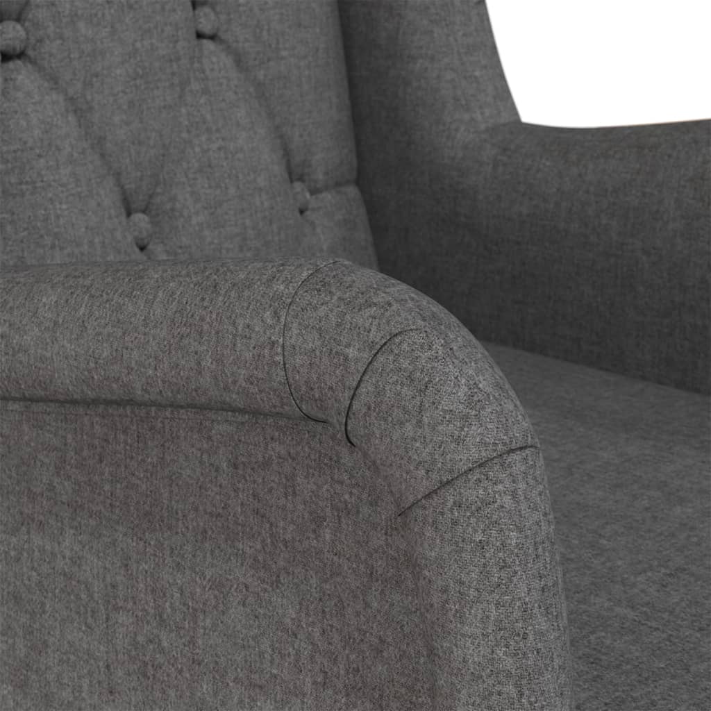 Fauteuil Met Massief Rubberwood Schommelpoten Stof Donkergrijs Zonder voetensteun
