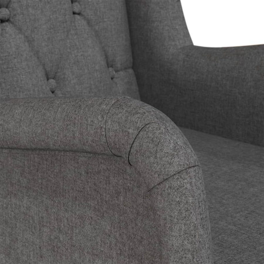 Fauteuil Met Massief Rubberwood Schommelpoten Stof Donkergrijs Zonder voetensteun