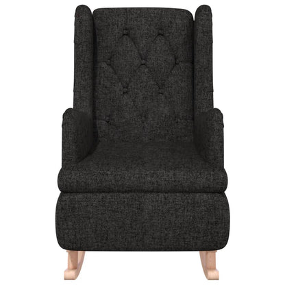 Fauteuil Met Massief Rubberwood Schommelpoten Stof Zwart Zonder voetensteun
