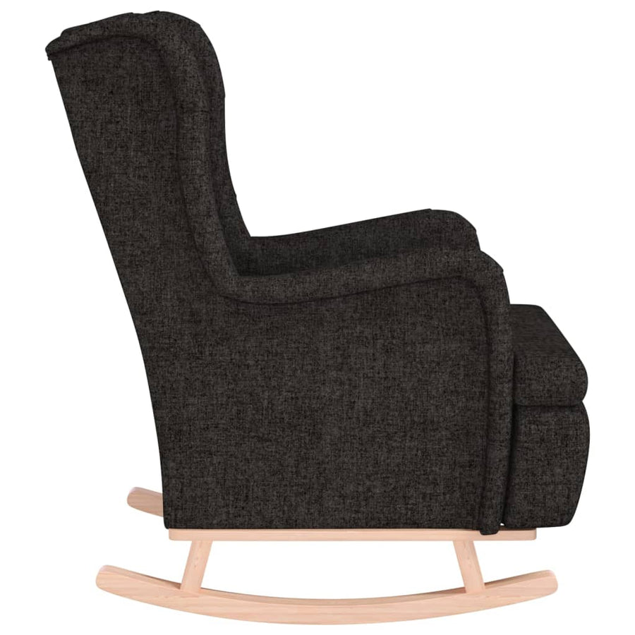 Fauteuil Met Massief Rubberwood Schommelpoten Stof Zwart Zonder voetensteun