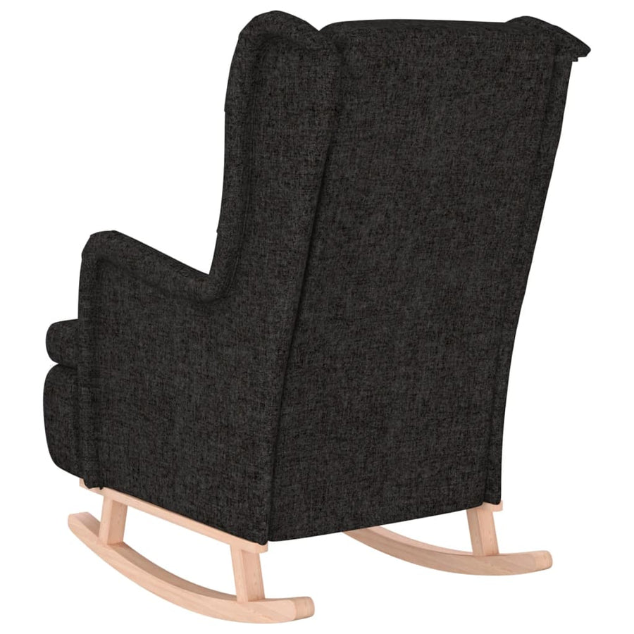 Fauteuil Met Massief Rubberwood Schommelpoten Stof Zwart Zonder voetensteun