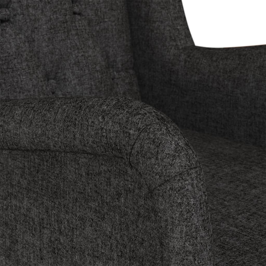 Fauteuil Met Massief Rubberwood Schommelpoten Stof Zwart Zonder voetensteun