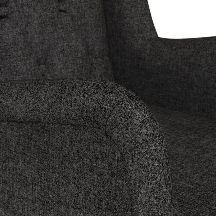 Fauteuil Met Massief Rubberwood Schommelpoten Stof Zwart Zonder voetensteun