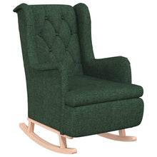 Fauteuil Met Massief Rubberwood Schommelpoten Stof Donkergroen Zonder voetensteun