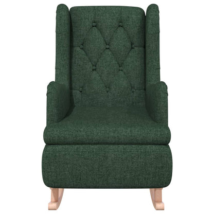 Fauteuil Met Massief Rubberwood Schommelpoten Stof Donkergroen Zonder voetensteun