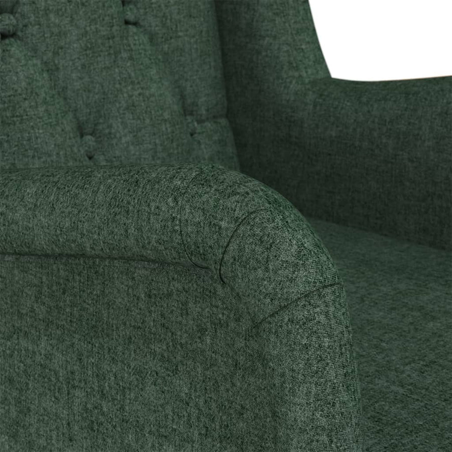 Fauteuil Met Massief Rubberwood Schommelpoten Stof Donkergroen Zonder voetensteun