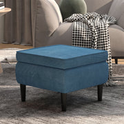 Velvet blue stool with wooden legs