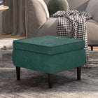 Stool with wooden legs velvet dark green