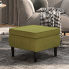 Stool with wooden legs velvet light green