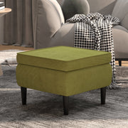 Stool with wooden legs velvet light green