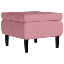 Kruk met houten poten fluweel roze