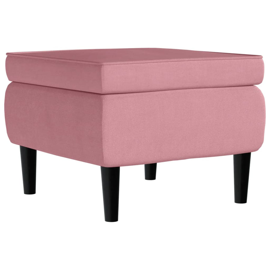 Kruk met houten poten fluweel roze