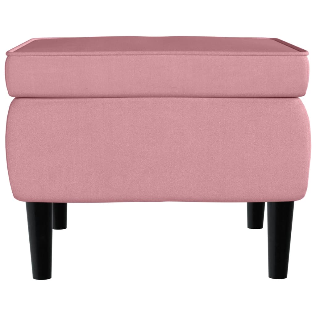 Kruk met houten poten fluweel roze