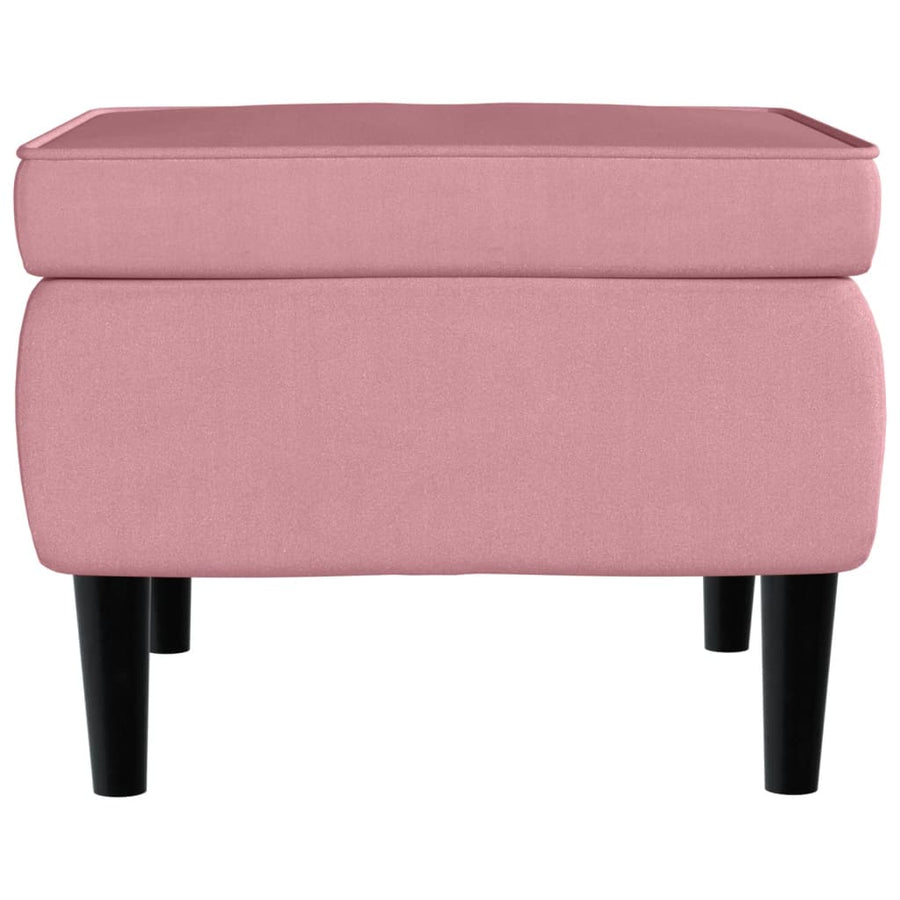 Kruk met houten poten fluweel roze