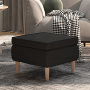 Kruk stof zwart met houten poten 52x52x42 cm