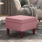 Stool with wooden legs, velvet pink
