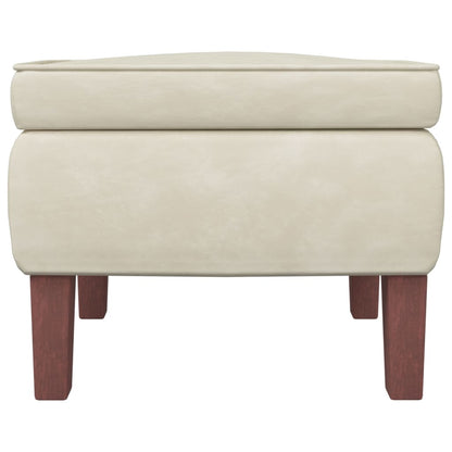 Kruk Met Houten Poten Fluweel Kleurig 1 Crème
