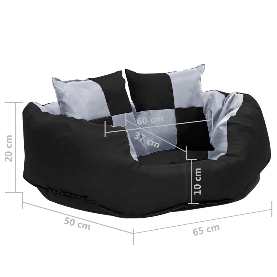 Hondenkussen Omkeerbaar En Wasbaar 65 x 50 x 20 cm Grijs en zwart