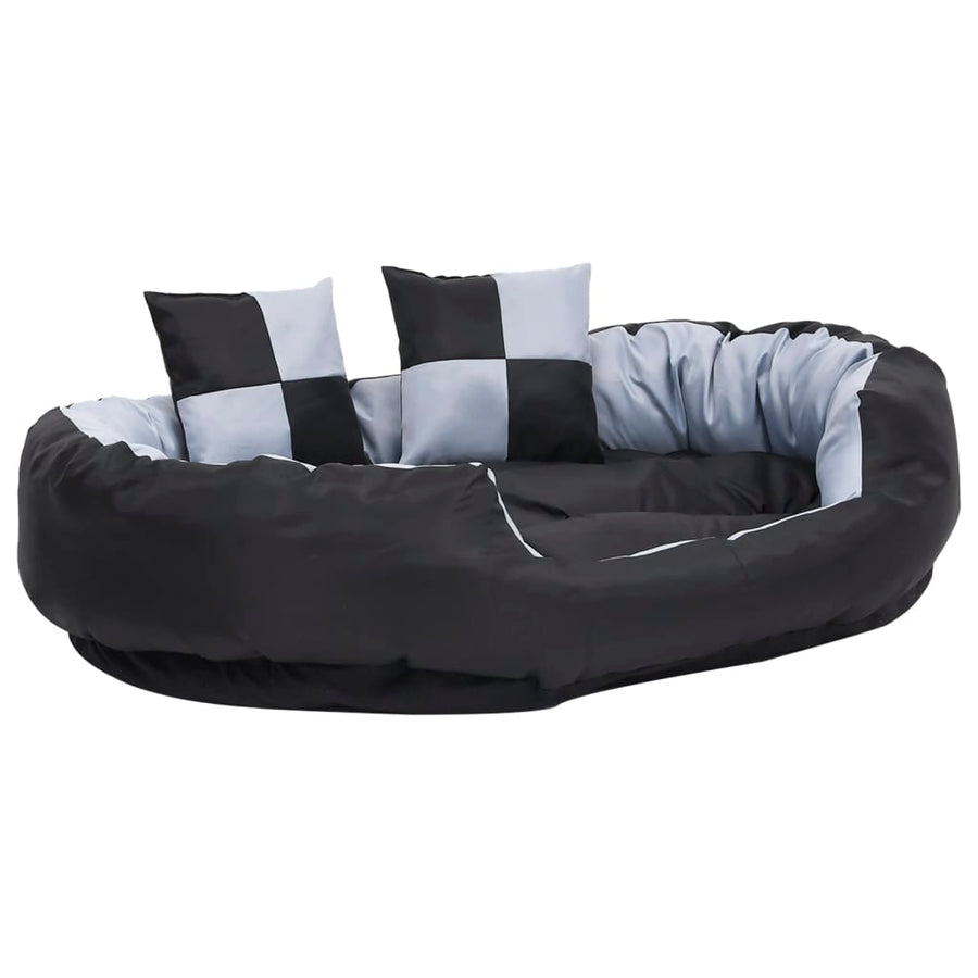 Hondenkussen omkeerbaar en wasbaar 110x80x23 cm grijs en zwart 110 x 80 x 23 cm Grijs en zwart