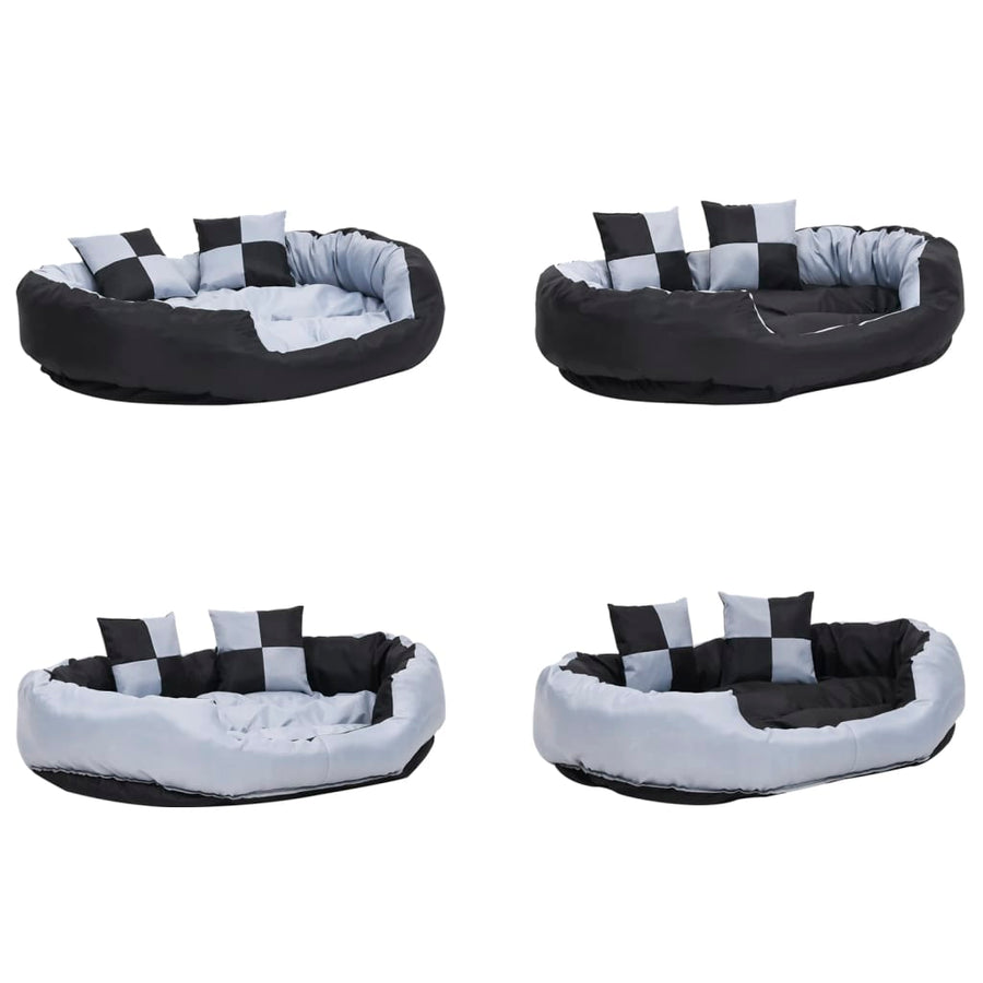 Hondenkussen omkeerbaar en wasbaar 110x80x23 cm grijs en zwart 110 x 80 x 23 cm Grijs en zwart