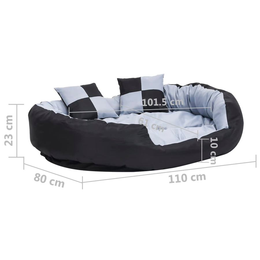 Hondenkussen omkeerbaar en wasbaar 110x80x23 cm grijs en zwart 110 x 80 x 23 cm Grijs en zwart