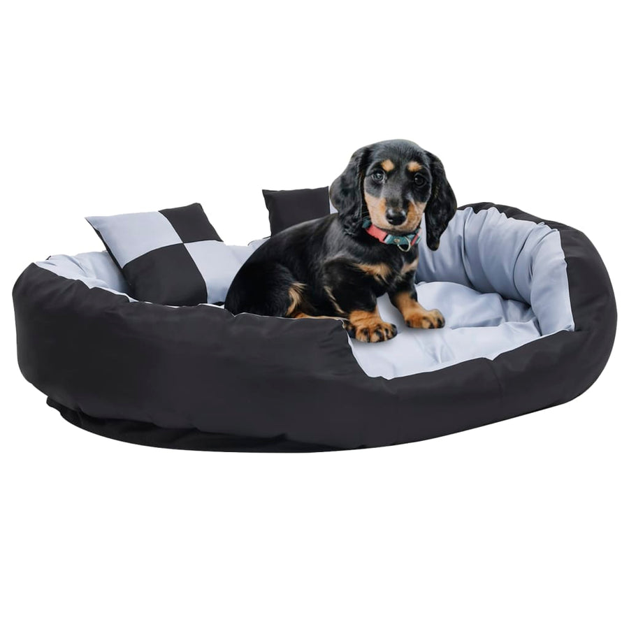 Hondenkussen omkeerbaar en wasbaar 110x80x23 cm grijs en zwart 110 x 80 x 23 cm Grijs en zwart