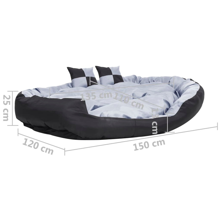 Hondenkussen omkeerbaar en wasbaar 150x120x25 cm grijs en zwart 150 x 120 x 25 cm Grijs en zwart