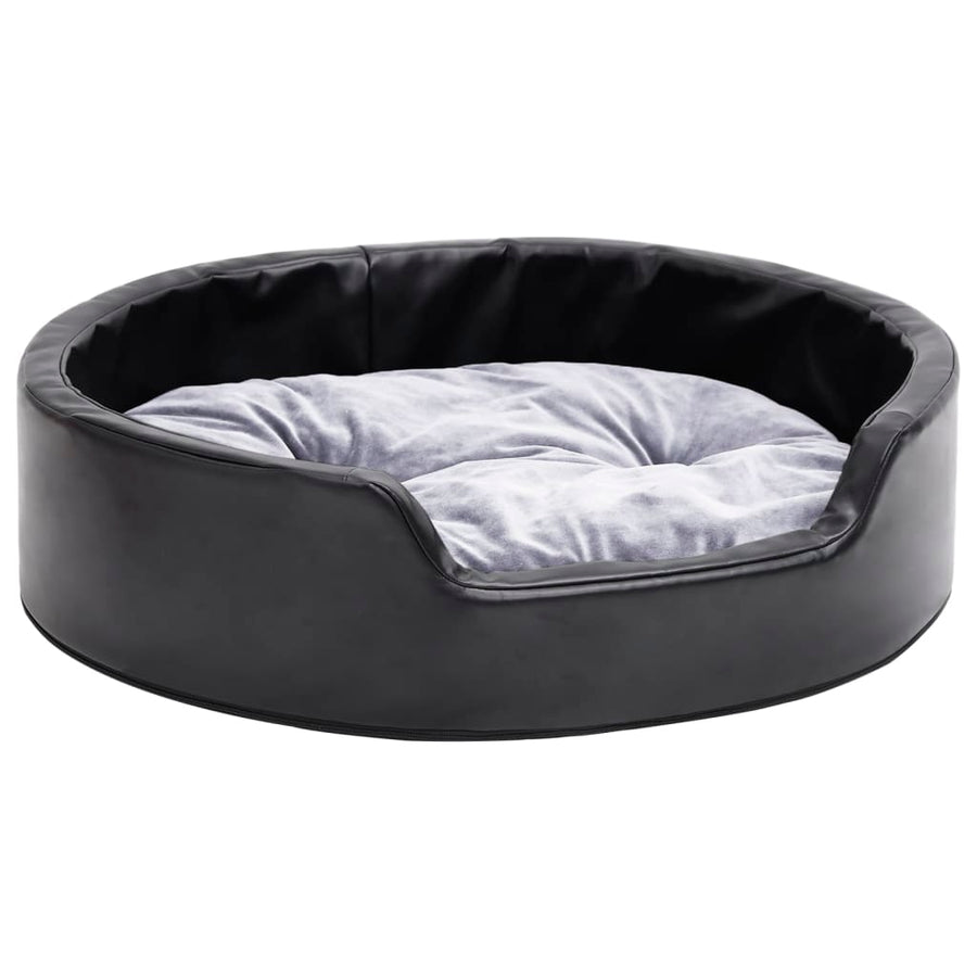 Hondenmand Pluche En Kunstleer Zwart En 69 x 59 x 19 cm Grijs
