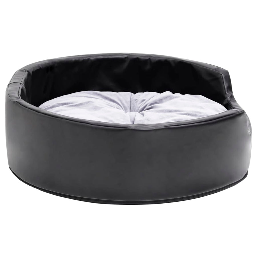 Hondenmand Pluche En Kunstleer Zwart En 69 x 59 x 19 cm Grijs