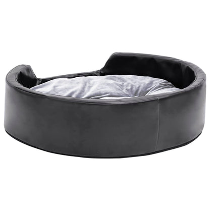 Hondenmand Pluche En Kunstleer Zwart En 69 x 59 x 19 cm Grijs