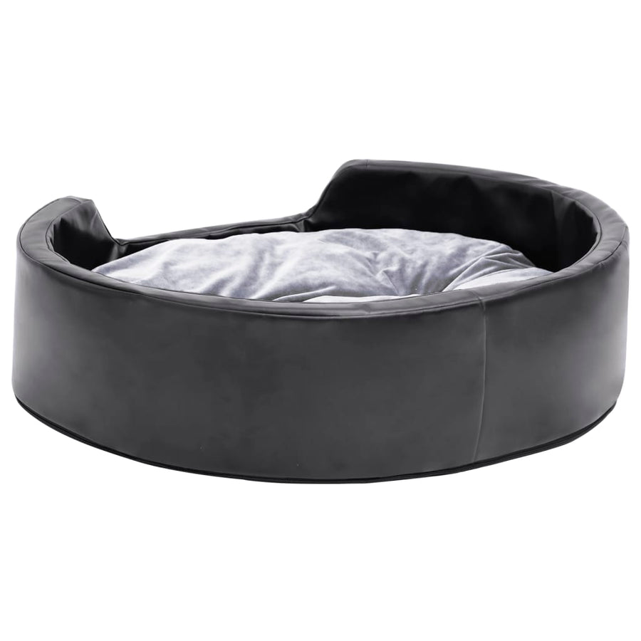 Hondenmand Pluche En Kunstleer Zwart En 69 x 59 x 19 cm Grijs