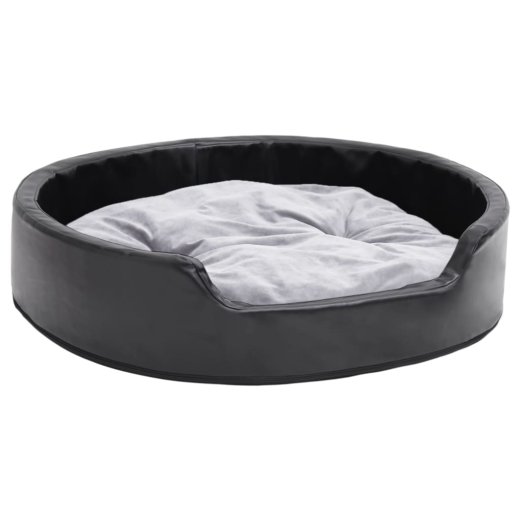 Hondenmand Pluche En Kunstleer Zwart En 79 x 70 x 19 cm Grijs
