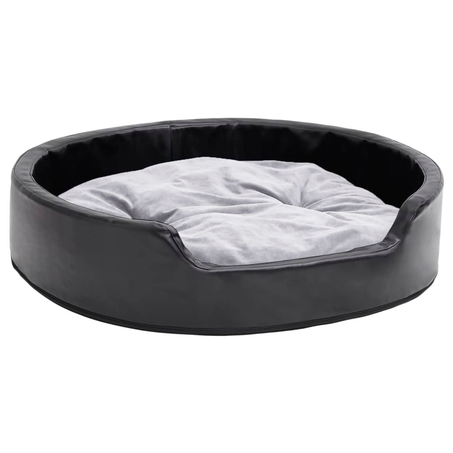 Hondenmand Pluche En Kunstleer Zwart En 79 x 70 x 19 cm Grijs