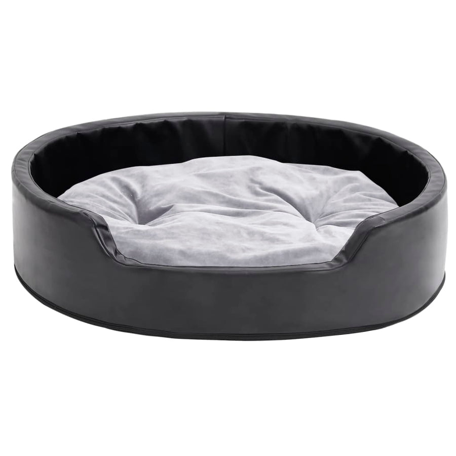 Hondenmand Pluche En Kunstleer Zwart En 79 x 70 x 19 cm Grijs