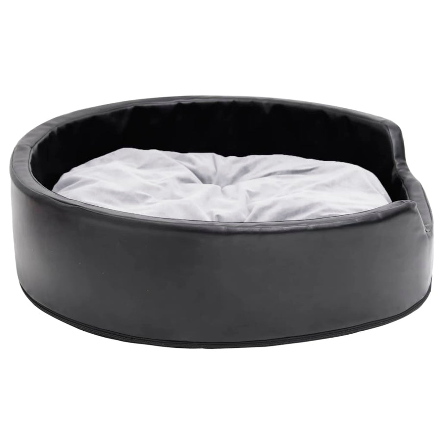 Hondenmand Pluche En Kunstleer Zwart En 79 x 70 x 19 cm Grijs
