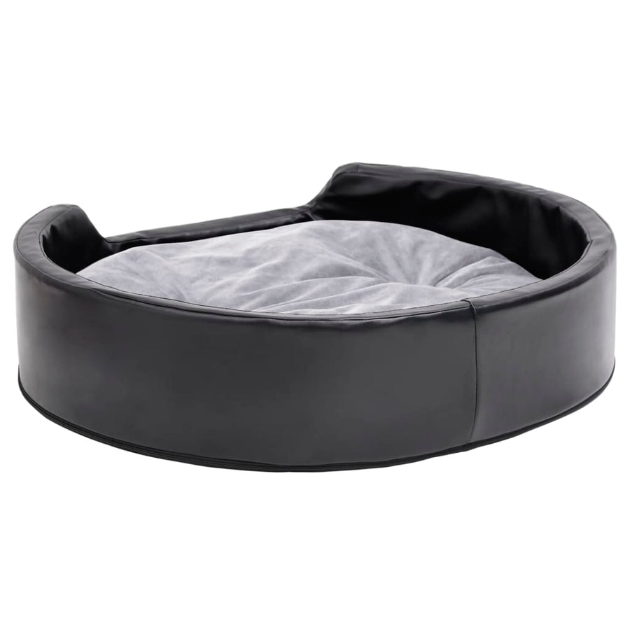 Hondenmand Pluche En Kunstleer Zwart En 79 x 70 x 19 cm Grijs