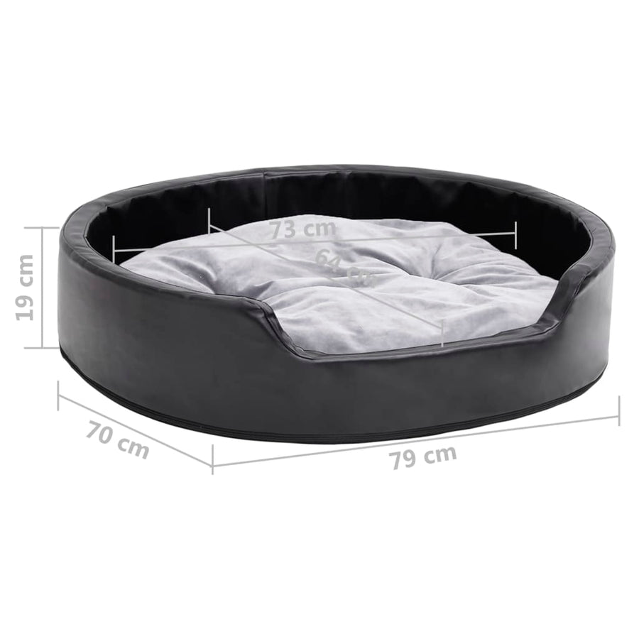 Hondenmand Pluche En Kunstleer Zwart En 79 x 70 x 19 cm Grijs