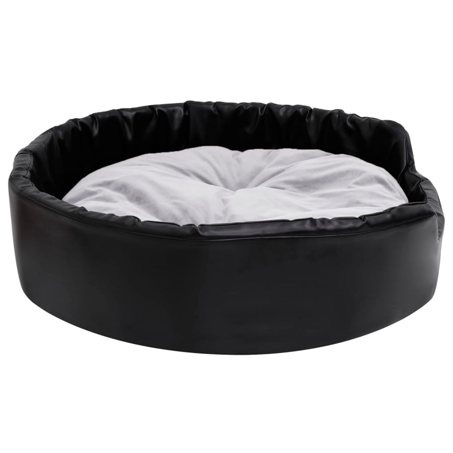 Hondenmand Pluche En Kunstleer Zwart En 90 x 79 x 20 cm Grijs