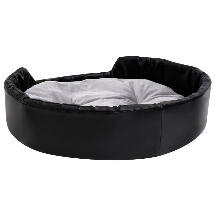 Hondenmand Pluche En Kunstleer Zwart En 90 x 79 x 20 cm Grijs