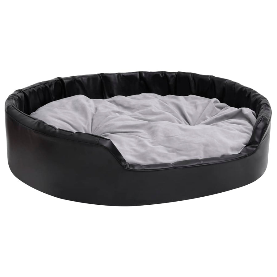 Hondenmand Pluche En Kunstleer Zwart En 99 x 89 x 21 cm Grijs