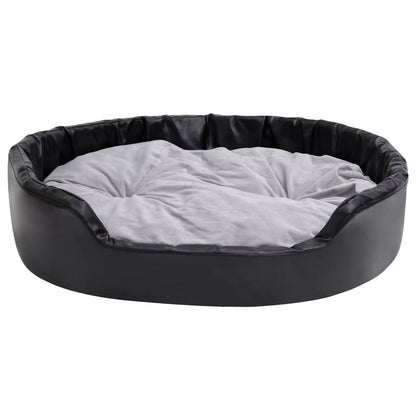 Hondenmand Pluche En Kunstleer Zwart En 99 x 89 x 21 cm Grijs