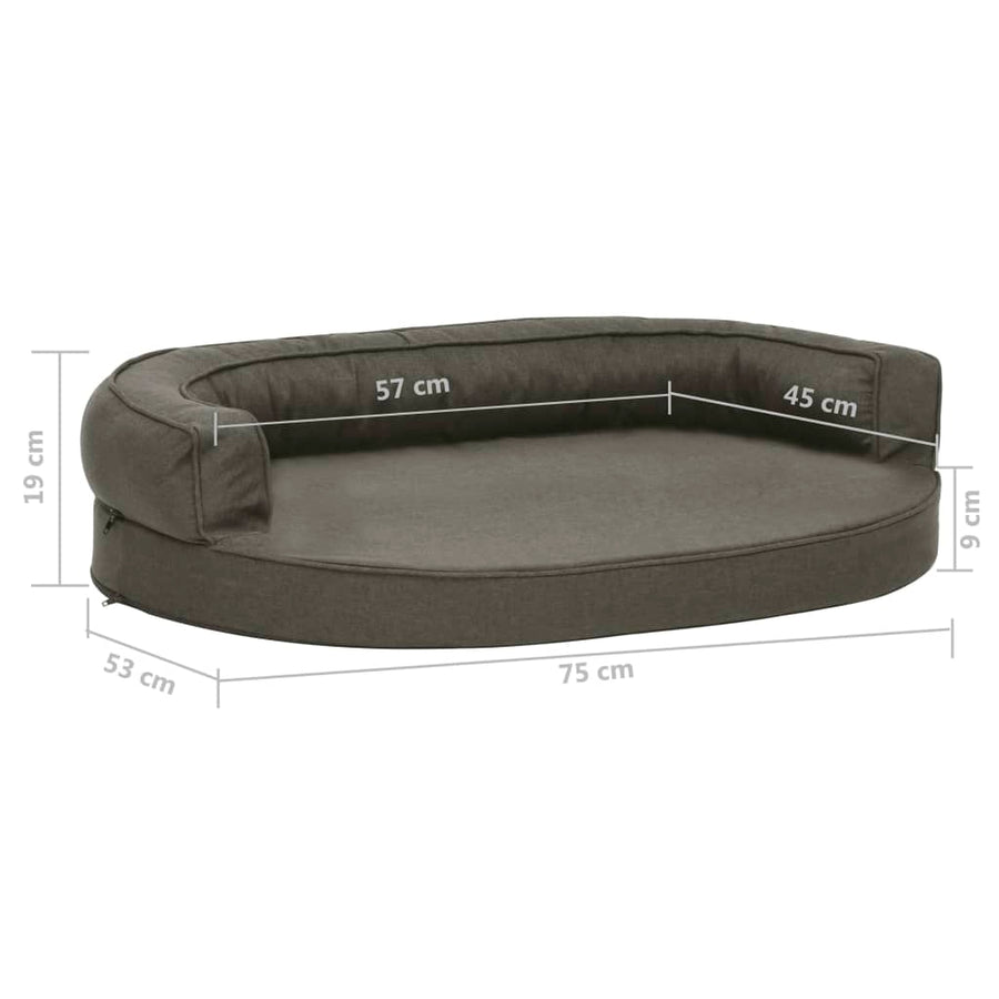 Hondenbed ergonomisch linnen-look 75x53 cm donkergrijs 75 x 53 cm Donkergrijs