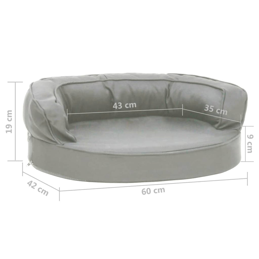 Hondenbed ergonomisch linnen-look 60x42 cm grijs 60 x 42 cm Grijs