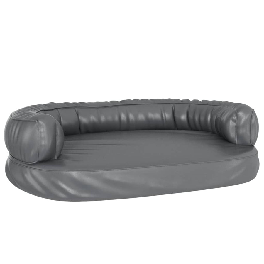 Hondenmand met ergonomisch schuim 75x53 cm kunstleer grijs 75 x 53 cm Grijs