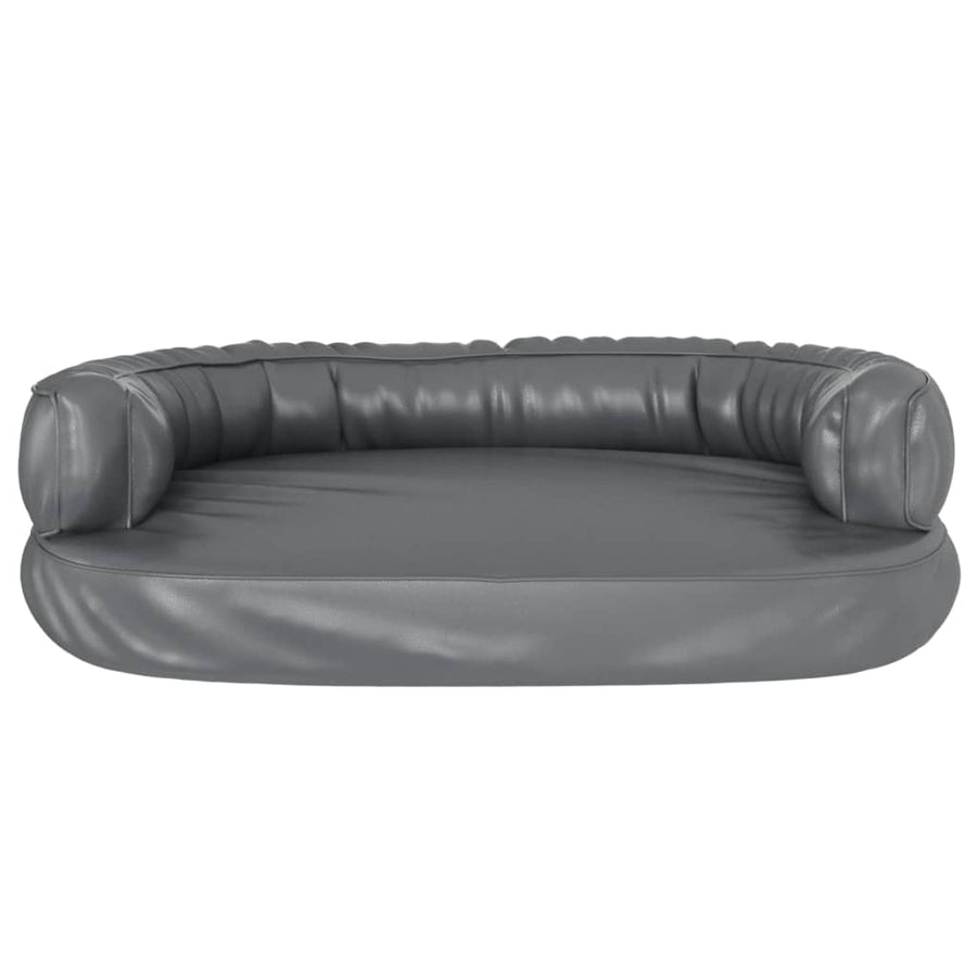 Hondenmand met ergonomisch schuim 75x53 cm kunstleer grijs 75 x 53 cm Grijs
