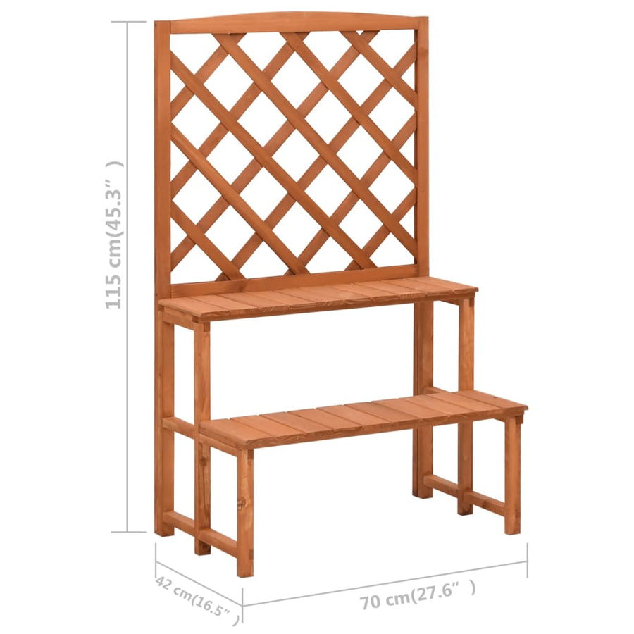 Plantenrek Met Latwerk 70X42X5 Cm Massief Vurenhout Bruin