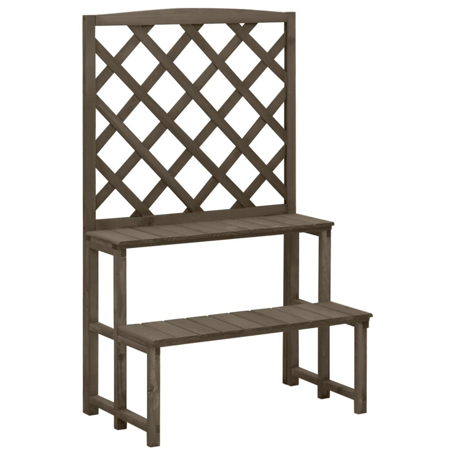 Plantenrek Met Latwerk 70X42X5 Cm Massief Vurenhout Grijs