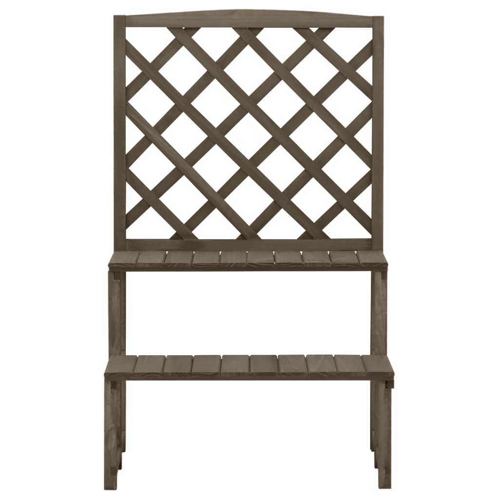 Plantenrek Met Latwerk 70X42X5 Cm Massief Vurenhout Grijs