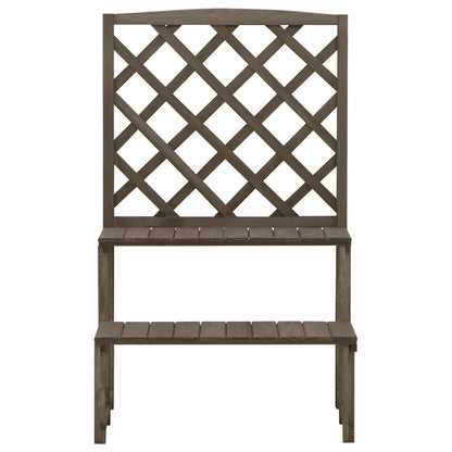 Plantenrek Met Latwerk 70X42X5 Cm Massief Vurenhout Grijs