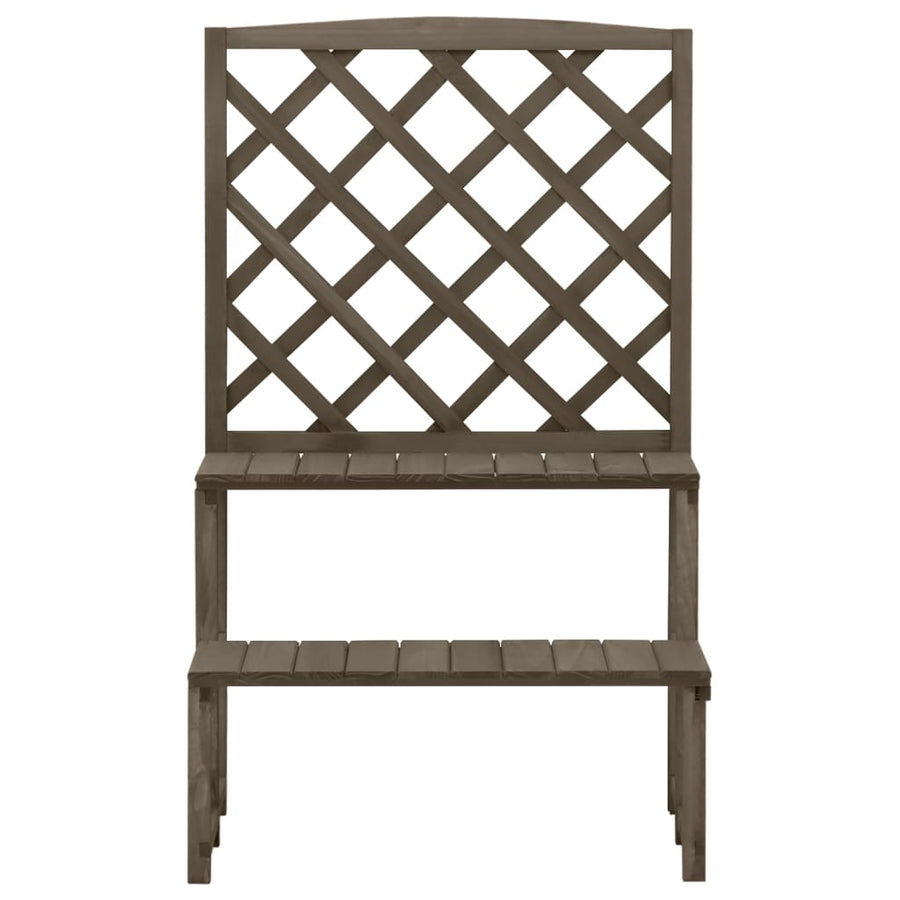 Plantenrek Met Latwerk 70X42X5 Cm Massief Vurenhout Grijs